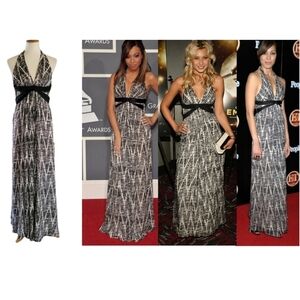 BCBG MaxAzria Y2K Vapor Combo Silk Embellished Maxi Dress Celebrity Choice‎